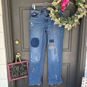 Lucky Brand Blue Patchwork Boyfriend Jeans